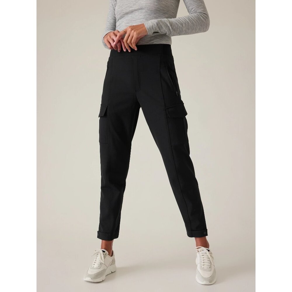 Athleta ENDLESS CARGO HIGH RISE JOGGER Pants, Black Size 14